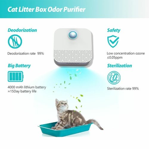 Smart Cat Odor Purifier for Cat Litter Box Deodorizer Dog Air Cleaner - Imagen 6