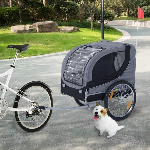 Pet Bike Bicycle Trailer Dog Cat Travel Carrier Foldable Gray