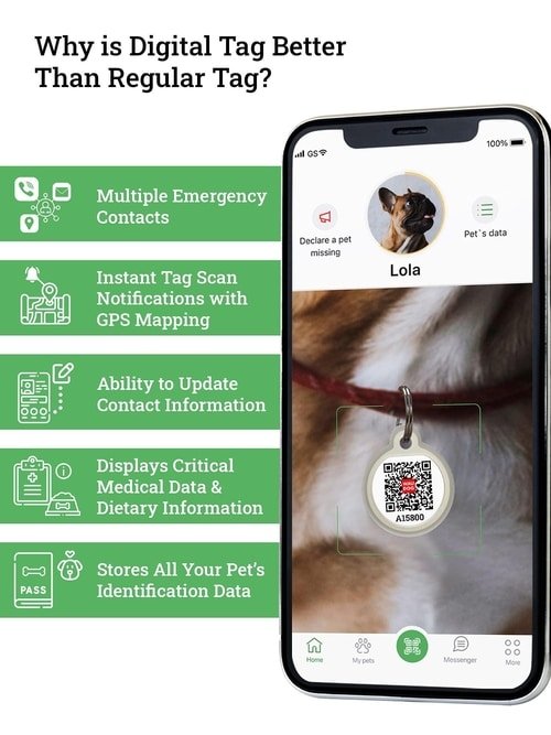 Dog Tags for Pets Silicone QR Code Pet ID Tags for Dogs & Cats