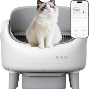 Arenero para Gato Autolimpiable 76L Extragrande, Caja de Arena para Gatos Autolimpiable con Control de Aplicación, Eliminación de Desechos sin Olor, Protección de Seguridad