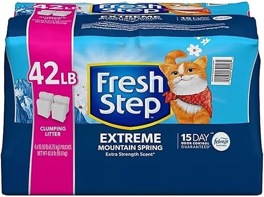 Fresh Step Extreme Scented Litter on el Poder de Febreze. Arena aglutinante para Gatos, Aroma Mountain Spring, 42 Libras (19 kg)