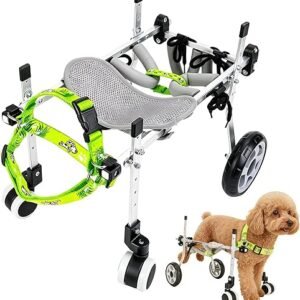 Silla de Ruedas portátil para Mascotas,Vehículo de Asistencia para la Movilidad de Perros,Equipado con 4 Ruedas Ajustables,Asistencia en la rehabilitación Canina y Tratamiento de parálisis