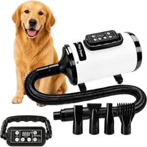 FINYQBET Secadora para Perros 6500W con Iones Negativos y LCD(Blanco)