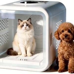 Secador de Mascotas Ultra silencioso para Gatos y Perros pequeños: Secado rápido de 360°, Temperatura Ajustable, diseño Transparente, solución de Aseo sin estrés y Manos Libres.