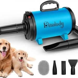 Secador de pelo para mascotas, alta velocidad para aseo, soplado de 3800 W/5.2 HP para perros grandes, Sechoir Pour Chien con velocidad ajustable continua, 4 boquillas diferentes y cepillo