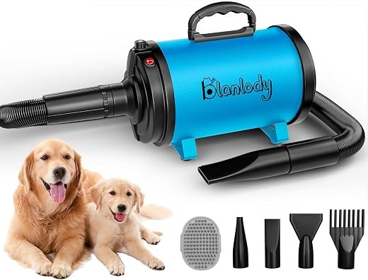 Secador de pelo para mascotas, alta velocidad para aseo, soplado de 3800 W/5.2 HP para perros grandes, Sechoir Pour Chien con velocidad ajustable continua, 4 boquillas diferentes y cepillo